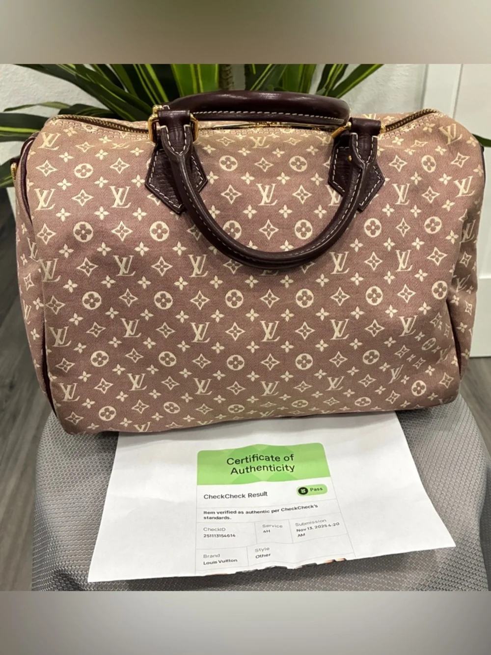 Louis Vuitton Mini Lin Speedy Doctor Bag Burgundy Monogram Satchel used-30 - Picture 1 of 10